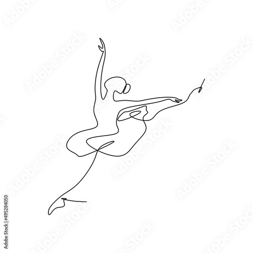 One Single Line Drawing Sexy Woman Ballerina