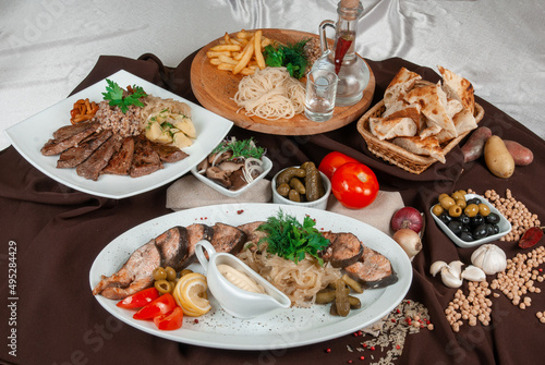 Different food dishes on th...