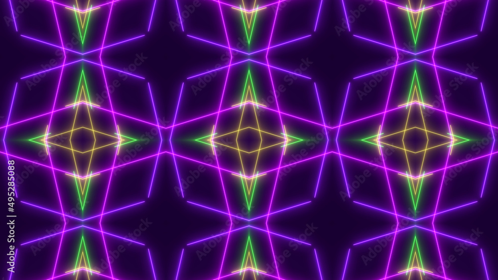 Abstract Retro style of the 80s. Sci-Fi Neon bright on black background. Laser show colorful design for banners advertising technologies. Abstract Retro style of the 80s. Sci-Fi Neon bright on black background. Laser show colorful design for banners advertising technologies.