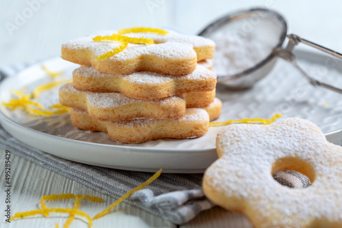 Italian cookies canestrelli close-up. photo