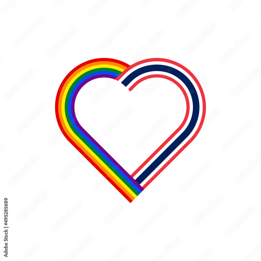 heart ribbon icon of rainbow and thailand flags. vector illustration isolated on white background heart ribbon icon of rainbow and thailand flags. vector illustration isolated on white background