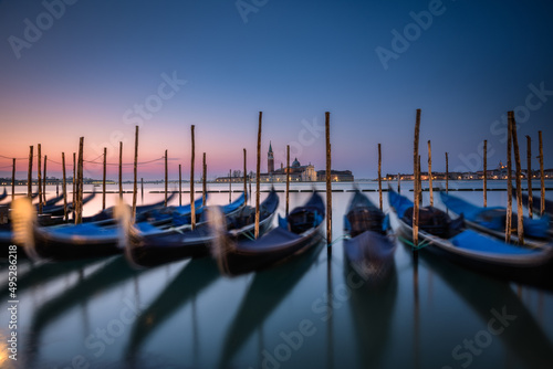 Gondolas at Riva degli Schiavoni, Venice at Sunrise photo