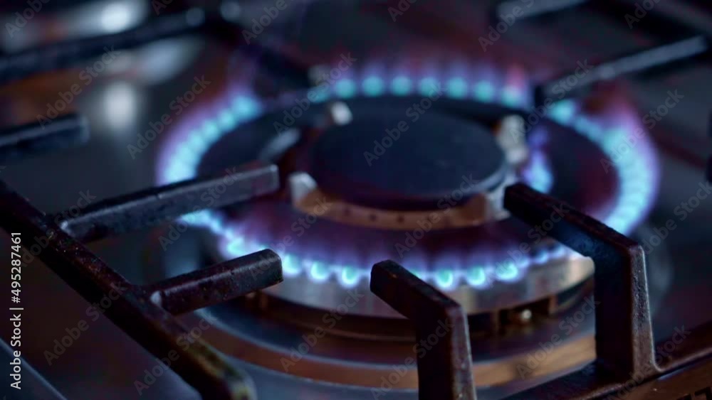 Propan gas burning in the burners of the household stove. The gas crisis. Propan gas burning in the burners of the household stove. The gas crisis.