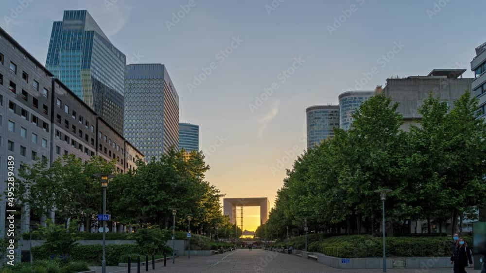 Summer Sunset Over Center of La Defense Business District Paris Summer Sunset Over Center of La Defense Business District Paris