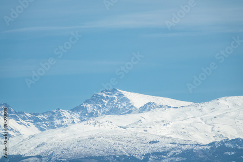 View of the snowy Mulhacen in Sierra Nevada  It is the highest peak in the Iberian Peninsula © Miguel Ángel RM