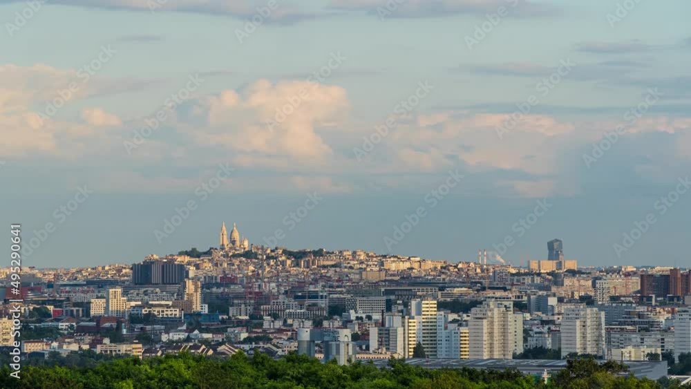 Cityscape of Paris in a Sunny and Cloudy Day With Basilica Cityscape of Paris in a Sunny and Cloudy Day With Basilica