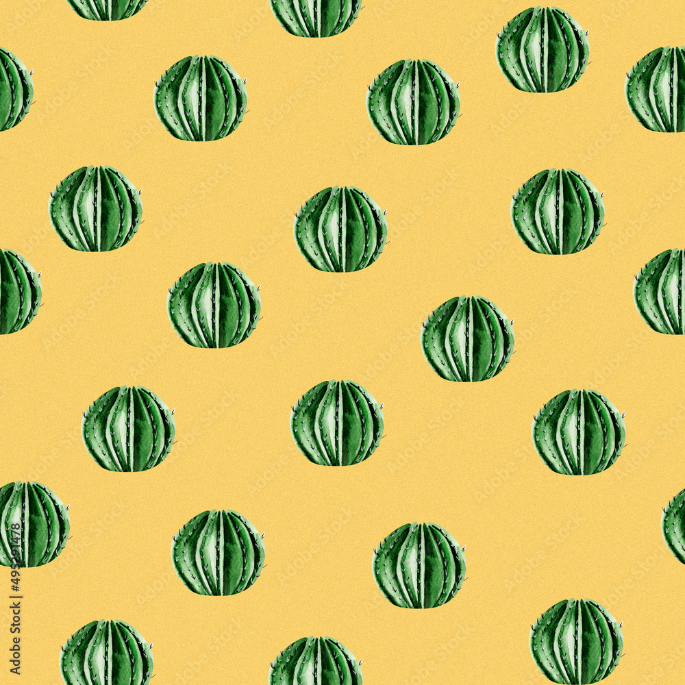 Cacti on the sand watercolor seamless pattern. Template for decorating designs and illustrations.
Cacti on the sand watercolor seamless pattern. Template for decorating designs and illustrations.