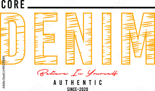 core denim design typography vector for print t shirt