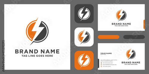 Creative Thunder Concept Logo Design with business card Template