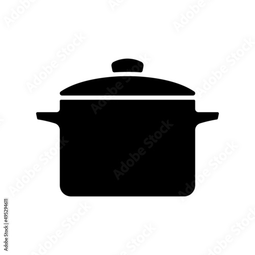 Saucepan icon. Black silhouette. Front side view. Vector simple flat graphic illustration. Isolated object on a white background. Isolate.