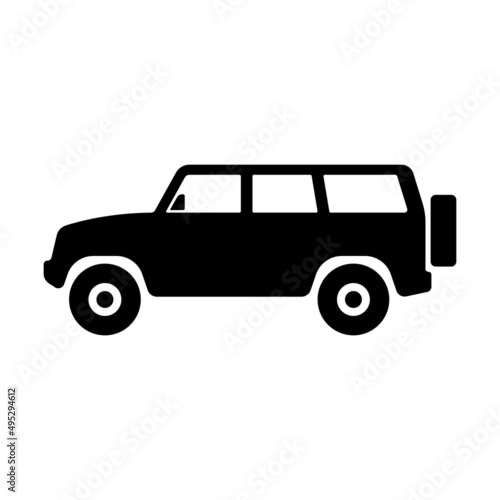 SUV icon. Off-road vehicle. Black silhouette. Side view. Vector simple flat graphic illustration. Isolated object on a white background. Isolate.