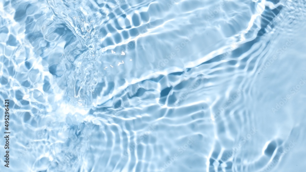 Water waves crossing and splashing on blue background | cosmetics background, facial gel commercial