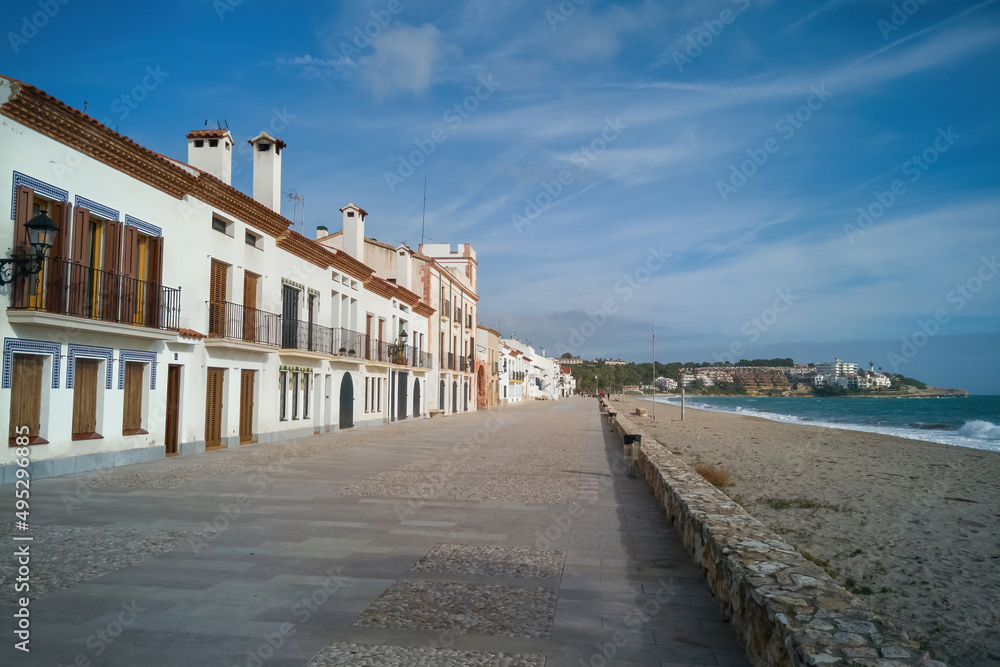 Boardwalk parallel to Altafulla beach. Tarragona 