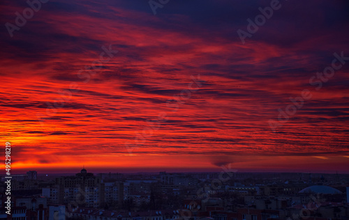 landscape of the sunset sky over the city