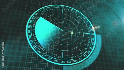Motion graphic of gray color sonar radar screen searching an object with line digital technology background, Futuristic animation concept seamless loop video