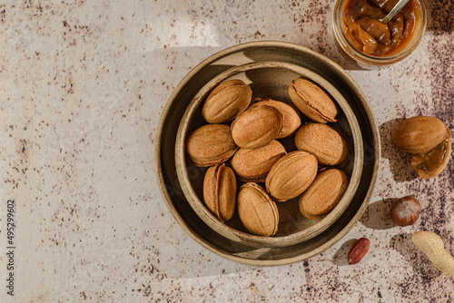 cookies nuts with sweet caramel 