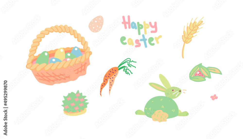 Vector illustration Set with Easter items