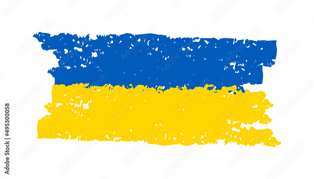Obraz premium Hand drawn brush stroke flag of Ukraine. Vector illustration