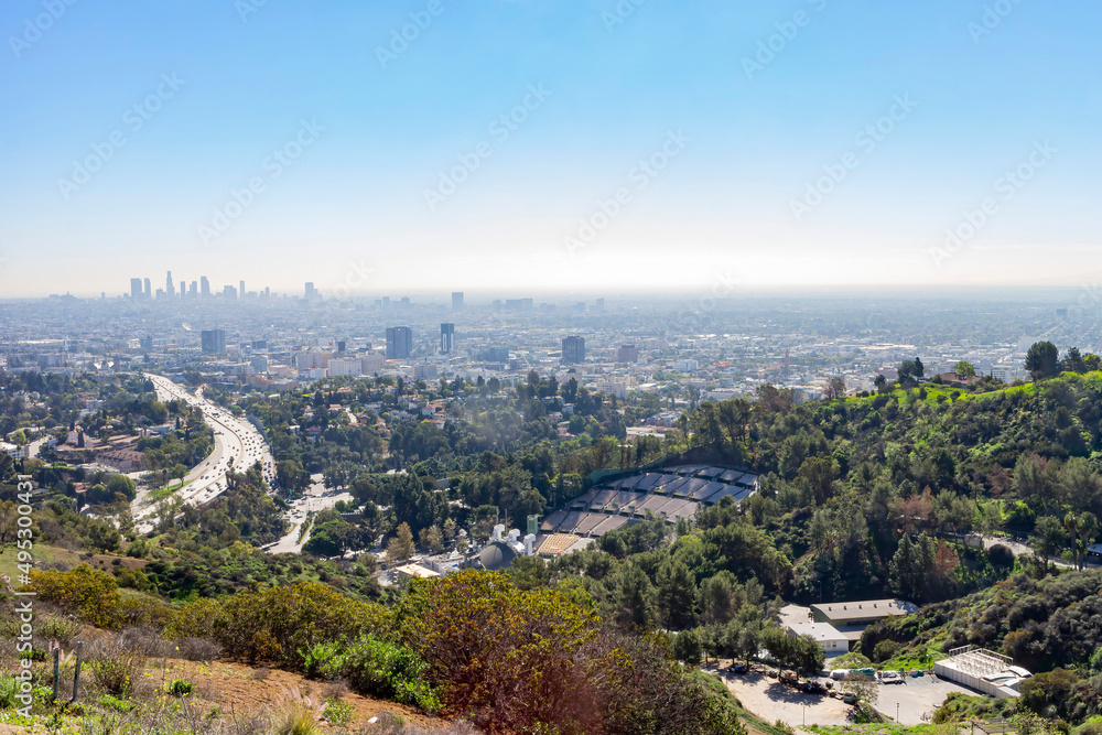 Sunny high angle view from Hollywood bowl overlook