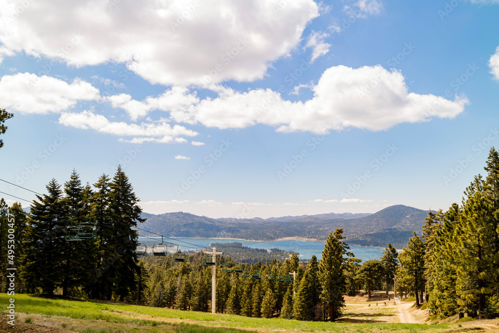 Sunny view of the landscape of Big bear lake Sunny view of the landscape of Big bear lake