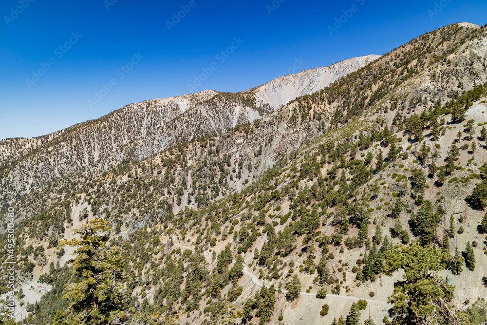 Sunny view of the landscape around Mt. Baldy Trail Sunny view of the landscape around Mt. Baldy Trail