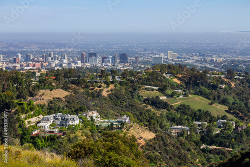 Sunny high angle view of the Los Angeles country