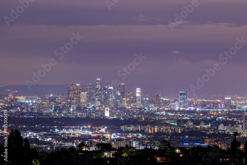 Twilight view of Los Angeles downtown skyline from Getty View Park © Kit Leong