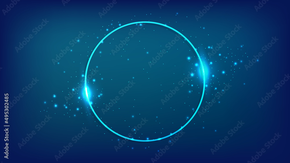 Neon round frame with shining effects Neon round frame with shining effects