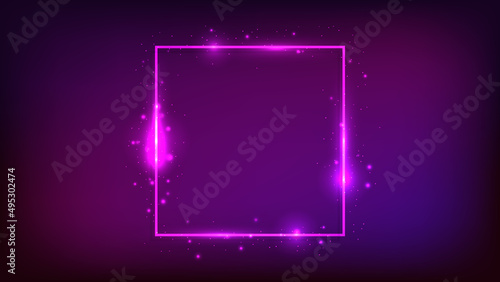 Neon square frame with shining effects