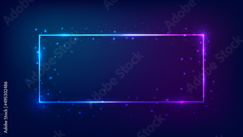 Neon rectangular frame with shining effects