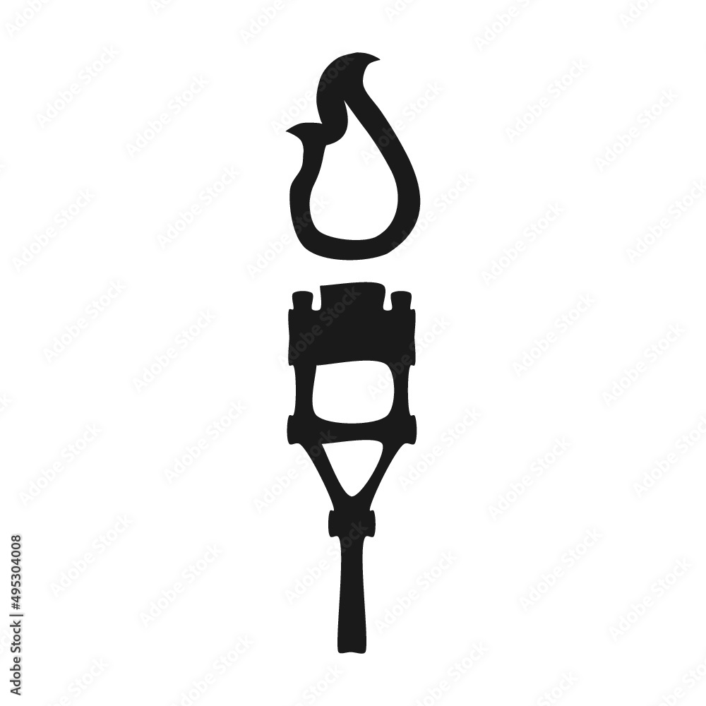 Hand drawn burning torch icon isolated on white background Hand drawn burning torch icon isolated on white background