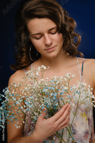 girl with flowers photo