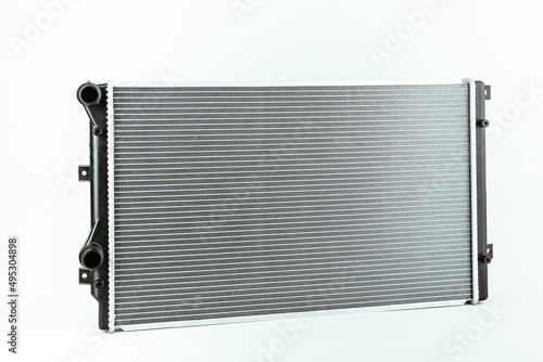 new engine cooling radiator is on white background 