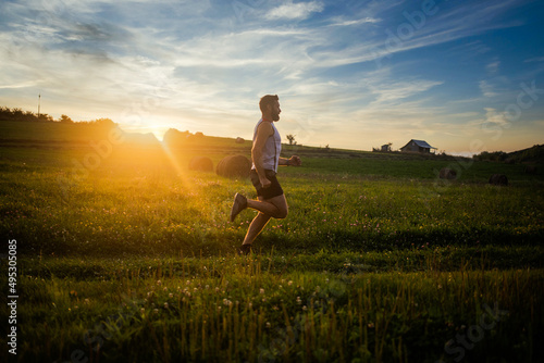 man running at sunset healthy active lifestyle