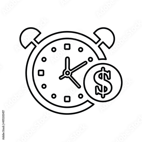 Alarm, finance, payment outline icon. Line art sketch.