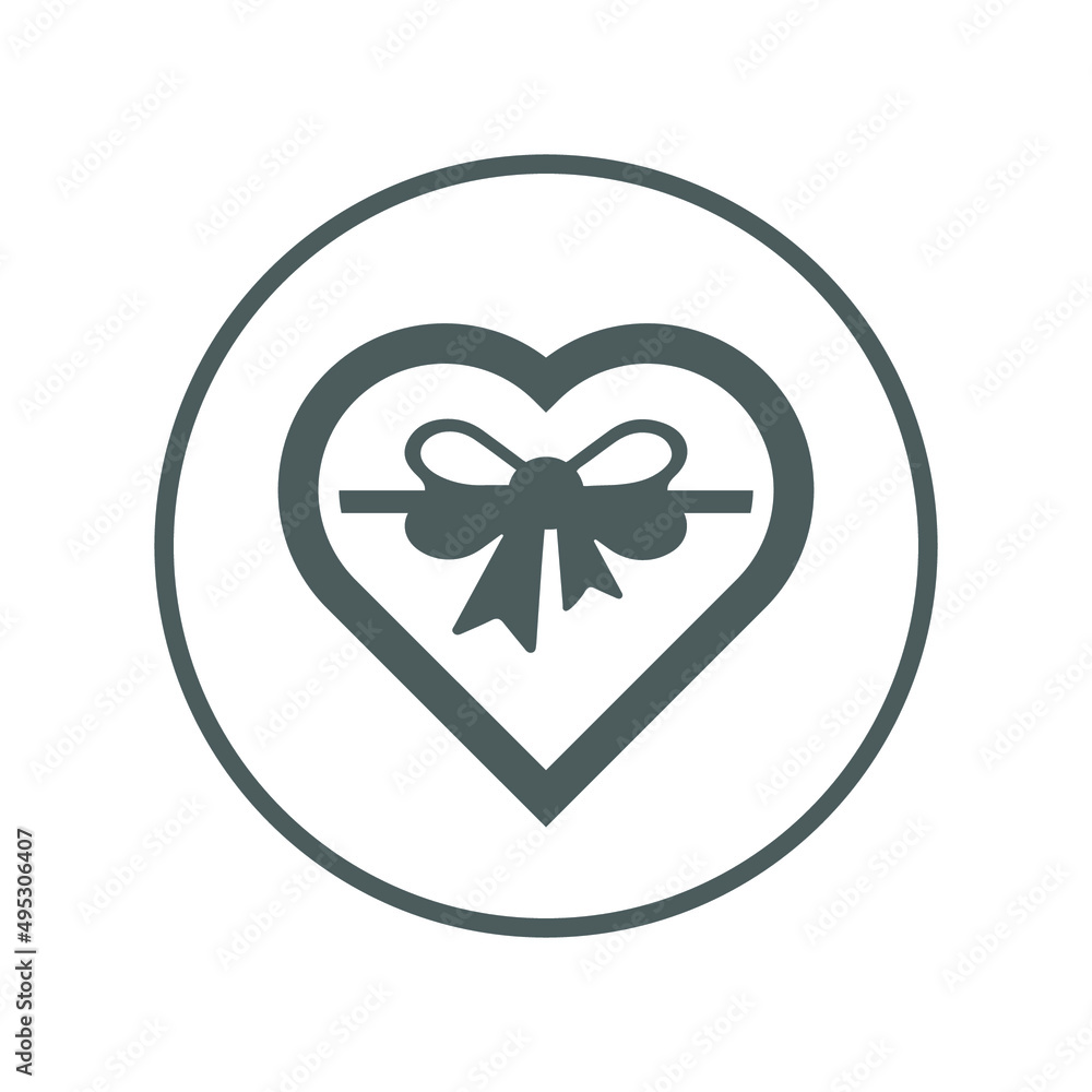 Bow, love icon. Gray vector sketch.