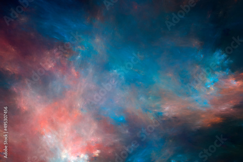 Abstract multicolor fantastic clouds. Colorful fractal background. abstract magic sky. Digital art. fantasy background