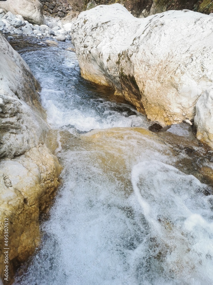 water flowing over rocks