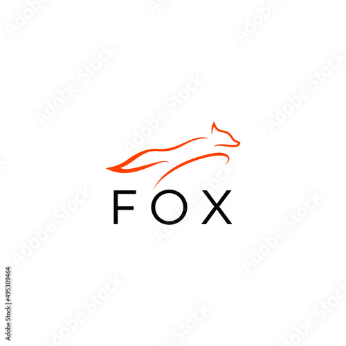 jumping fox logo design vector.
