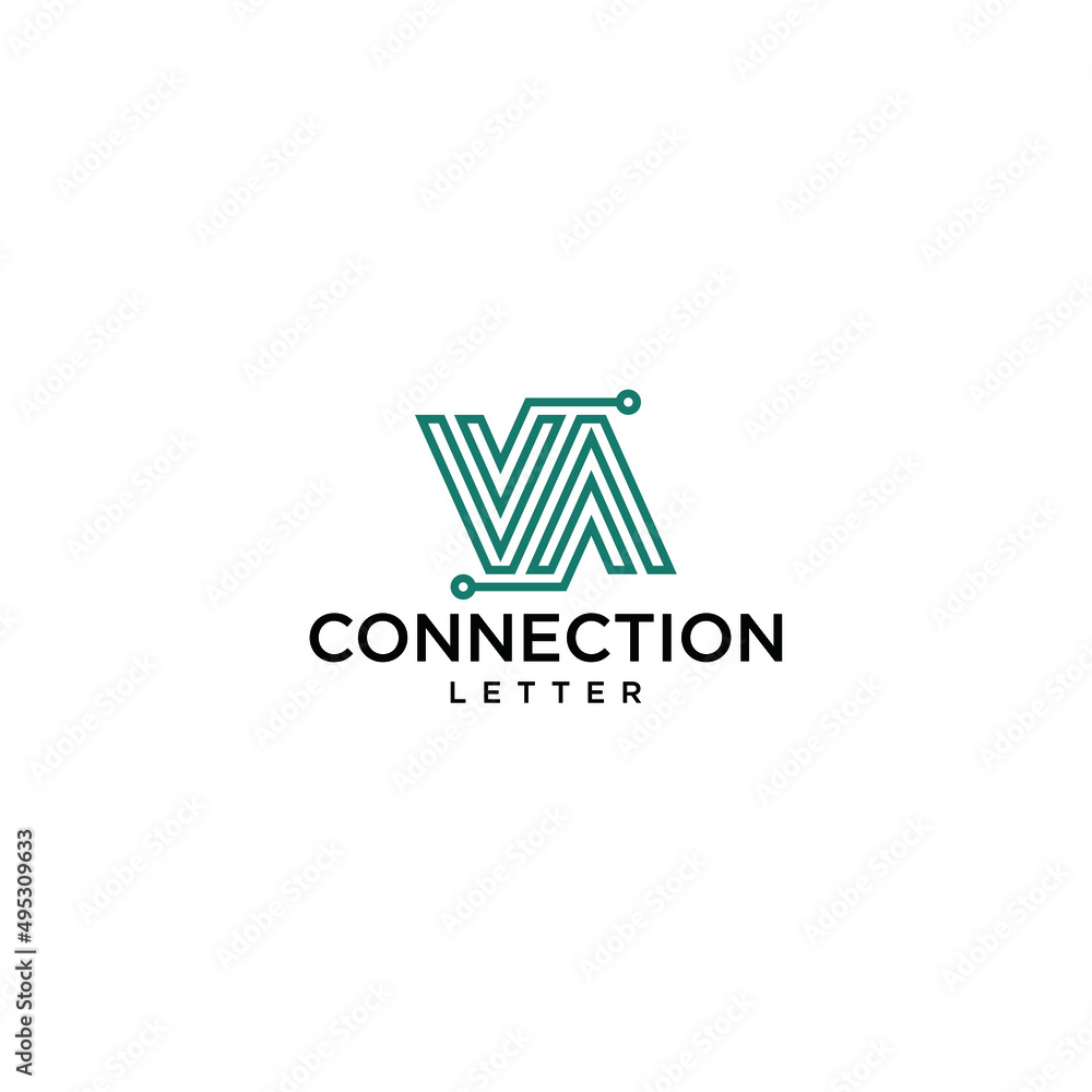 VA letter logo with line and abstract design concept VA letter logo with line and abstract design concept