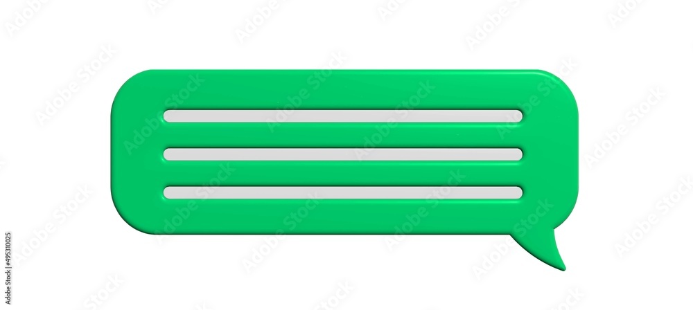 Green chat bubble 3d isolated on white. 3d vector. Green chat bubble 3d isolated on white. 3d vector.