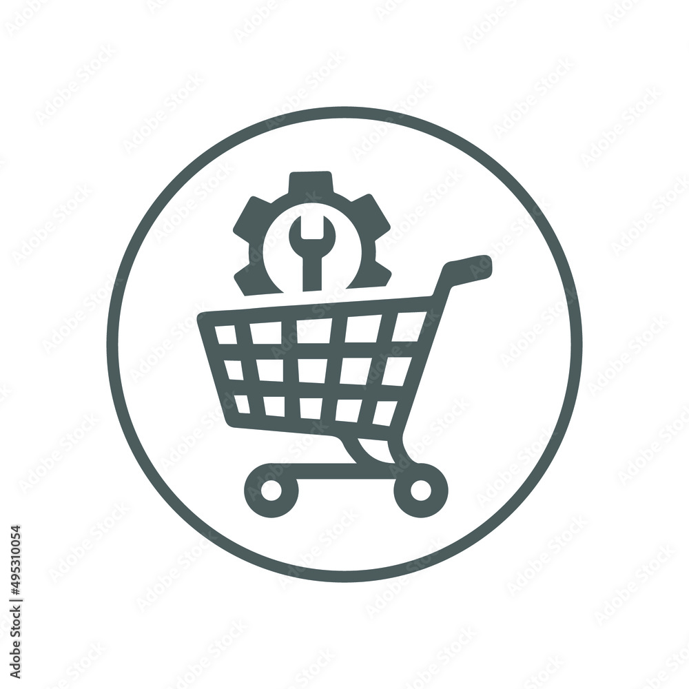 Settings, trolley icon. Gray vector sketch. Settings, trolley icon. Gray vector sketch.