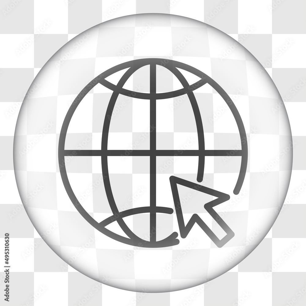 Internet world simple icon. Flat desing. Glass button on transparent grid Internet world simple icon. Flat desing. Glass button on transparent grid
