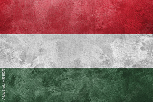 Textured photo of the flag of Hungary.