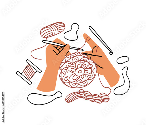 Needlework embroidery abstract concept