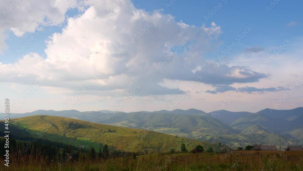 Splendid mountain valley on a sunny day with green alpine meadows. Filmed in UHD 4k video. Splendid mountain valley on a sunny day with green alpine meadows. Filmed in UHD 4k video.
