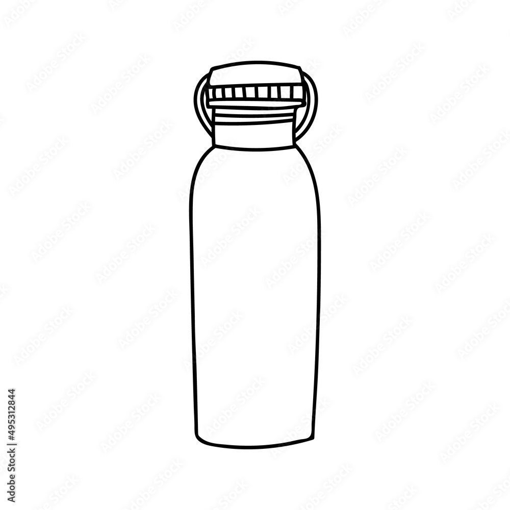 Doodle water sipper icon in vector. Hand drawn water bottle icon in vector. Drinking water sipper illustration in vector