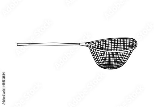 Fishing net doodle illustration. Hand drawn fishing net illustration in vector. Fishnet doodle icon