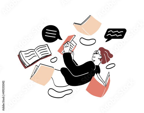 Literature fan with books concept