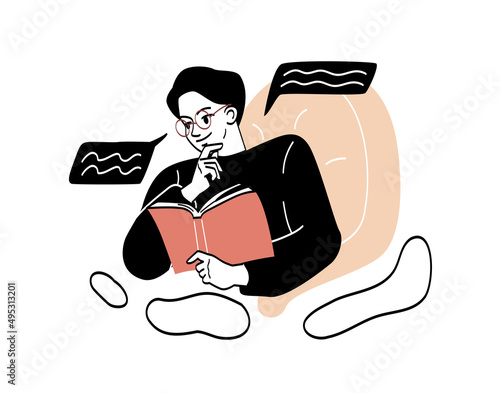 Literature fan with books abstract concept